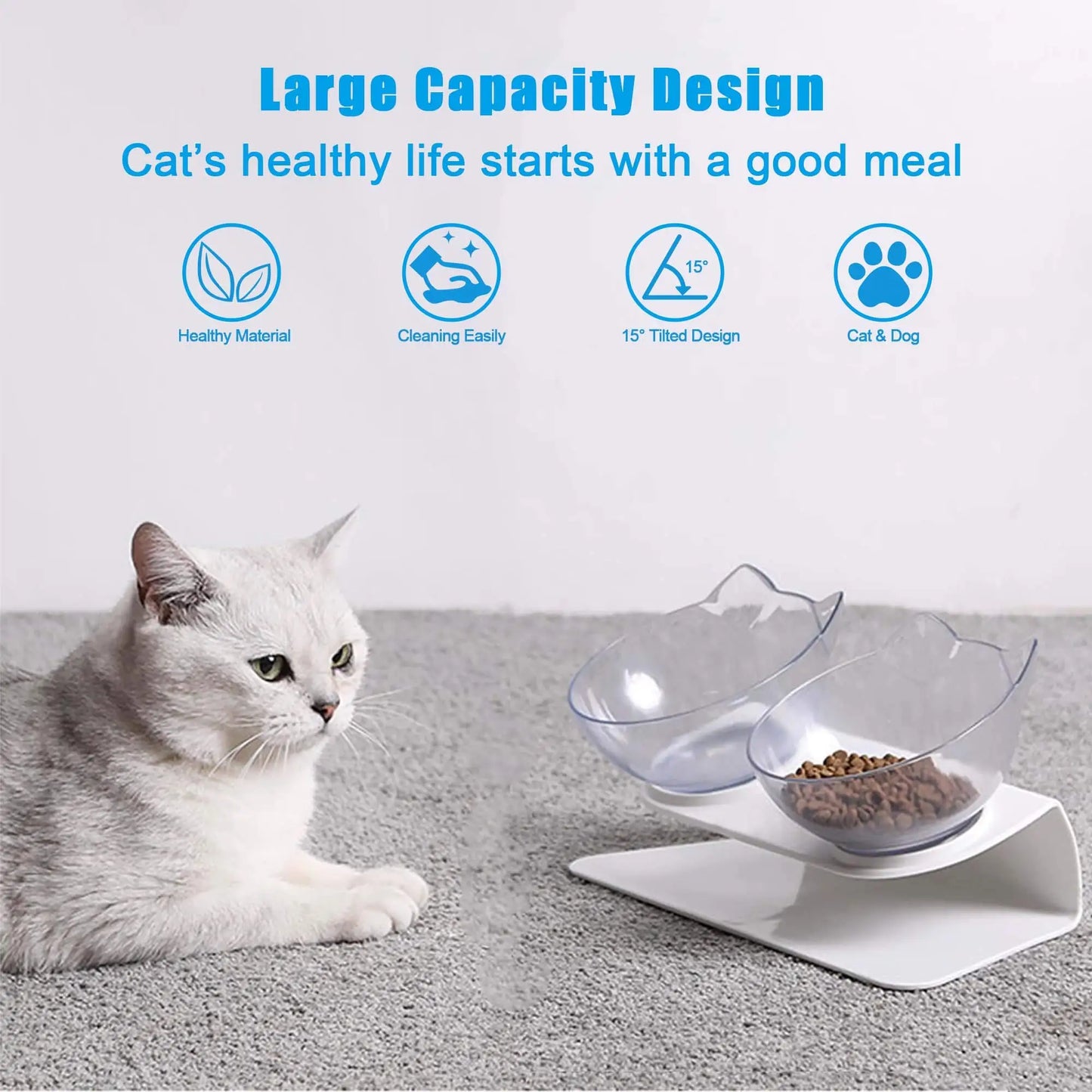 HOOPET Pet Bowl Non-slip Double Cat Bowl Dog Bowl With Raised Stand Food Water Feeder For Cats For Dogs Pets Supplies